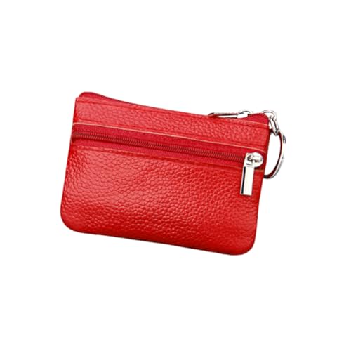 FRCOLOR Geldbörse kleine Brieftasche mit Reißverschluss süße Münzgrundstück kleines Reiseportemonnaie süßes kleines Portemonnaie Kartenhalter für Damen Schlüsseletui rot von FRCOLOR