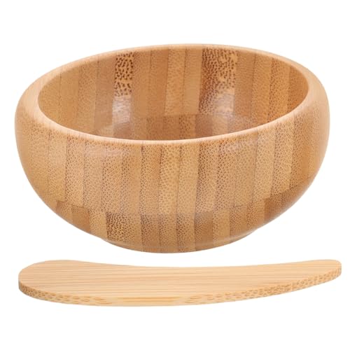 FRCOLOR Gesichtsmaske Rührschüssel Bamboo Mischschale mit Löffel Hautpflege Werkzeug Langlebig Leicht zu Reinigen für DIY Gesichtsmaske zu Hause und Salon von FRCOLOR