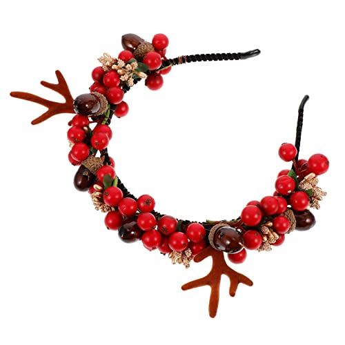 FRCOLOR Hirschgeweih Stirnband Weihnachten Stirnband Xmas Kostüm Zubehör Tannenzapfen von FRCOLOR