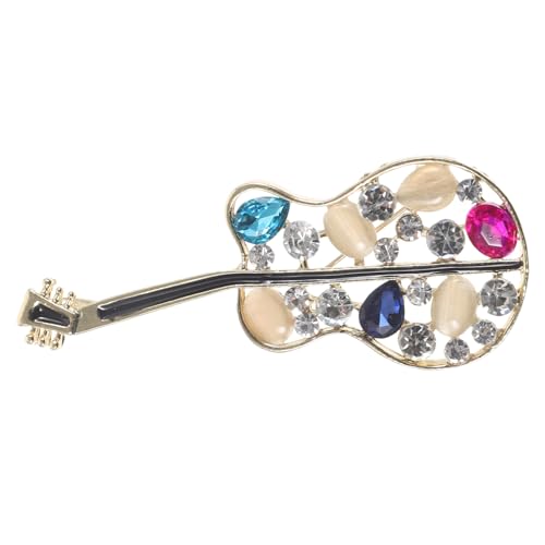 FRCOLOR Gitarre Brosche Pin Strass Anstecknadel für Damen Musikinstrument Schmuck für Schals und Kragen von FRCOLOR