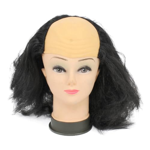 FRCOLOR Natürliche Glatze Perücke Alte Dame Perücke Set Halloween Perücke Für Frauen Perücke Schwarz Maskerade von FRCOLOR