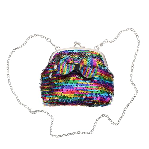 FRCOLOR Glitzer Paillettentasche Mädchen Schultertasche Abnehmbare Umhängetasche Mit Schleifendesign Tragbare Geldbörse Für Partys Und Reisen Bunte Dekoration Für Mädchen von FRCOLOR