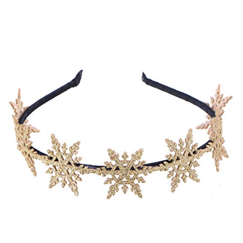 FRCOLOR Glitzer Schneeflocke Stirnband Weihnachten Haarbänder Weihnachten Süße Haarreifen für Haarschmuck (Golden) von FRCOLOR