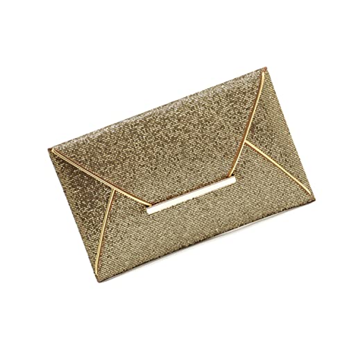FRCOLOR Glitzernde Abendtasche Damen Envelope Clutch Handtasche Gold mit Abnehmbarer Kette Leichter Party und Cocktailtasche für Hochzeit Abschlussball und Festliche Anlässe von FRCOLOR