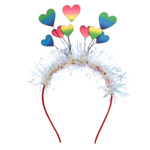 FRCOLOR Herz Haarreifen Glitzerndes Regenbogen-Herz-Stirnband Für Valentinstag-Haarband Pailletten Valentinstag-Haar-Accessoires Valentinstag-Party-Dekor Valentinstag Stirnband von FRCOLOR