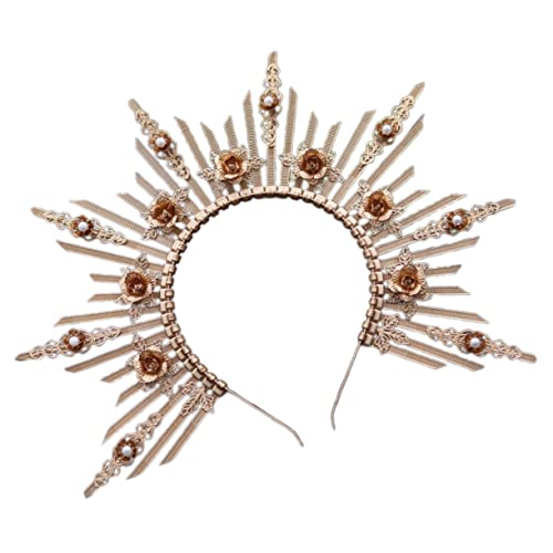 FRCOLOR Lolita Krone Haarband Für Damen Göttin Kopfstück Für Cosplay Und Partys Haarschmuck Accessoire Gold Für Hochzeiten Und Fotografie von FRCOLOR