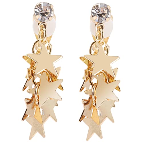 FRCOLOR Goldene Clip Ohrringe Damen Stern Ohrclips Piercing Ohrklemmen für Frauen und Mädchen Eleganter Ohrschmuck für Party Hochzeit und Alltag FRCOLOR Goldene Clip Ohrringe Damen Stern Ohrclips Piercing Ohrklemmen für Frauen und Mädchen Eleganter Ohrschmuck für Party Hochzeit und Alltag von FRCOLOR