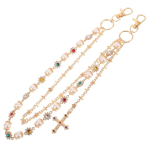 FRCOLOR Goldene Hosenkette mit Perlendetails Robuste Jeanskette für Herren Stilvolle Hip Hop Hose Modisches Accessoire für Alltag Partys und Streetwear Vielseitig und Langlebig von FRCOLOR