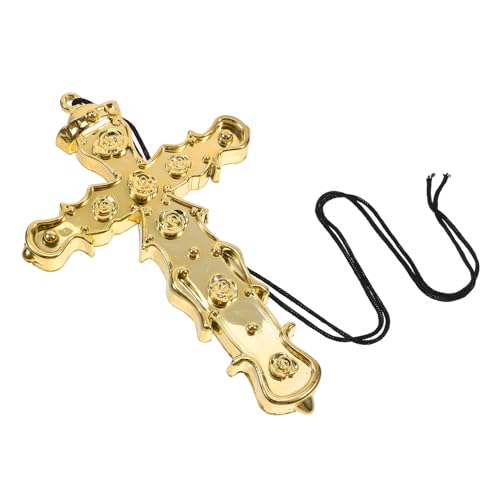 FRCOLOR Goldene Kreuzhalskette aus Kunststoff Stilvolles Accessoire für Halloween Cosplay Religiöse Minimalistisches Design Angenehm zu Tragen von FRCOLOR