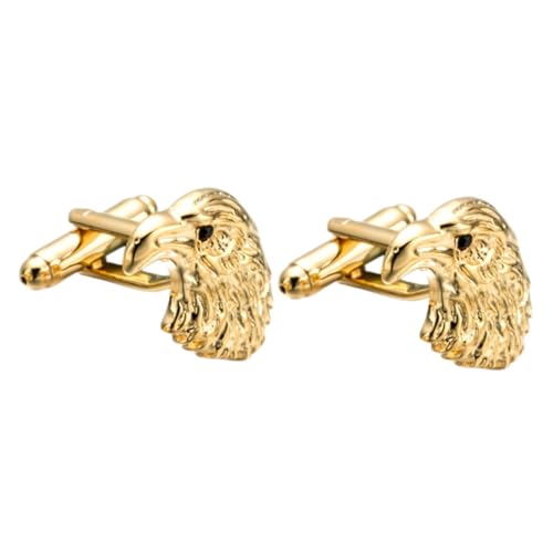 FRCOLOR Goldene Tierkopf Manschettenknöpfe aus Metall Dekorative Tuxedo Cufflinks für Herren Eleganter Hemdschmuck für Hochzeit Business und Besondere Anlässe von FRCOLOR