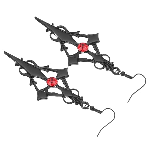FRCOLOR Gothic Kreuz Ohrhänger Damen Schwarz Punk Ohrschmuck Halloween Party Schmuck von FRCOLOR