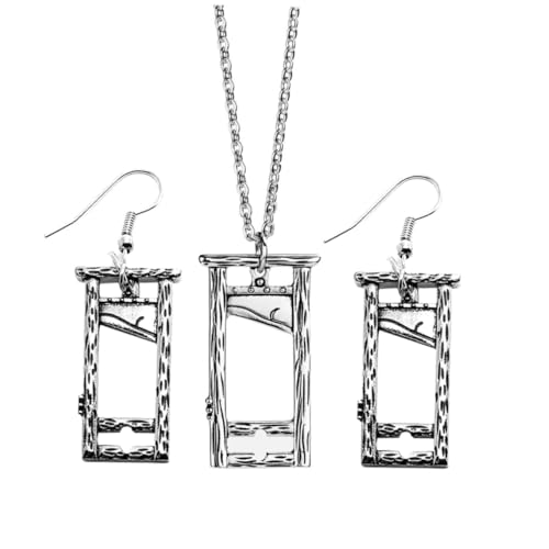 FRCOLOR Gothic Schmuck mit Guillotine Anhänger Vintage Halskette und Ohrringe Legierung Dunkles Design für Halloween Party für Damen und Freunde von FRCOLOR