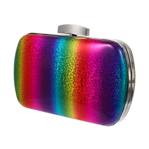 FRCOLOR Gradient Farbverlauf Damen Clutch Abendtasche PU Handtasche mit Elastischem Verschluss Vielseitige Party Schultertasche für Handy Make Up Schlüssel Geldbörse von FRCOLOR