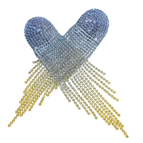 FRCOLOR Gradient Farbverlauf Lange Strass Quasten Ohrringe Damen Leicht Elegant Weihnachts Schmuck Hochzeit Party von FRCOLOR