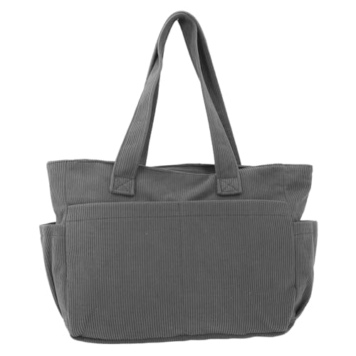 FRCOLOR Große Canvas Tote Bag aus Robustem Material Vielseitige Handtasche mit Schützendem Innenfach Verstellbare Schulter und Umhängeoptionen für Arbeit Studium und Freizeit Graue Unisex von FRCOLOR