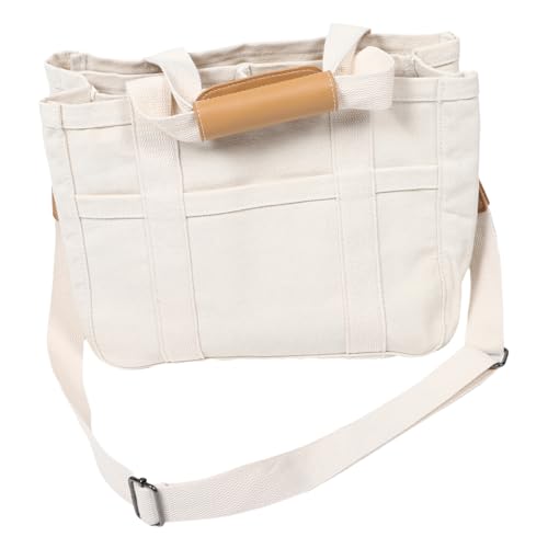 FRCOLOR Große Canvas Tote Bag für Mütter Vielseitige Wickeltasche mit Vielen Fächern Robust Pflegeleicht Stilvolle Umhängetasche Schultertasche Handtasche in Beige von FRCOLOR