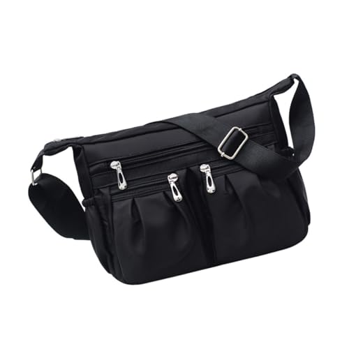 FRCOLOR Große Damen Umhängetasche mit Mehreren Taschen Verstellbarem Schultergurt Lässige Crossbody Bag für Alltag Arbeit Reisen Schwarz Geräumig und Funktional von FRCOLOR