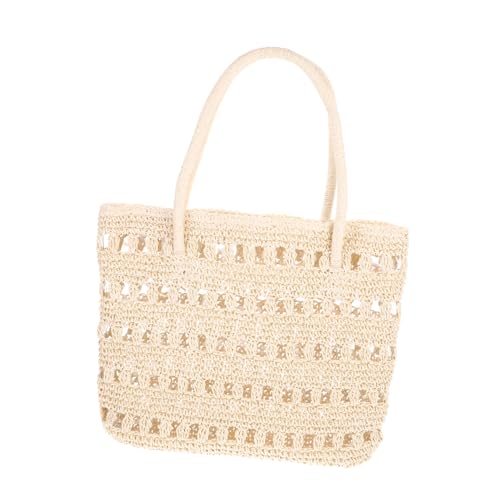 FRCOLOR Große Handgewebte Strandtasche Damen Leichte Langlebige Tote Bag mit Hohlem Design für Sommerurlaub und Strand Vielseitig Tragbar als Schulter Handtasche von FRCOLOR