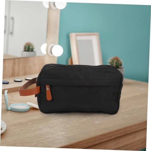FRCOLOR Große Kosmetiktasche mit Reißverschluss Faltbare Kulturtasche für Damen und Herren Tragbarer Make Up Organizer Vielseitige Aufbewahrungstasche für Reisen und Alltag Schwarz von FRCOLOR