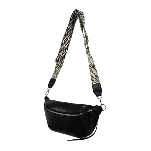 FRCOLOR Große Pu Brusttasche Mit Verstellbarem Gurt Multifunktionale Crossbody Tasche Für Männer Und Frauen Für Reisen Sport Und Freizeit Schwarze Umhängetasche Mit Reißverschluss von FRCOLOR