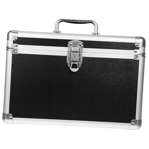 FRCOLOR Großer Schwarzer Metall Make Up Organizer mit Sicherheitsverschluss Vielseitige Kosmetik Aufbewahrungsbox für Lotionen und Cremes Praktischer Reise und Schminkkoffer für Beauty von FRCOLOR