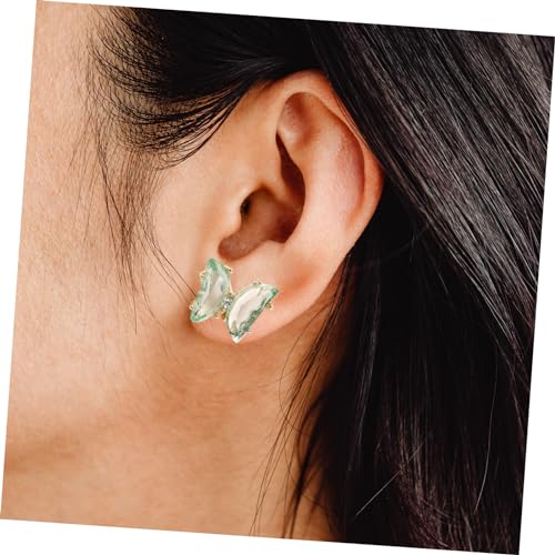 FRCOLOR Grüne Schmetterling Ohrstecker Damen Cubic Zirkonia Ohrringe Elegant Transparente Ohrdekoration Frischer Stil von FRCOLOR