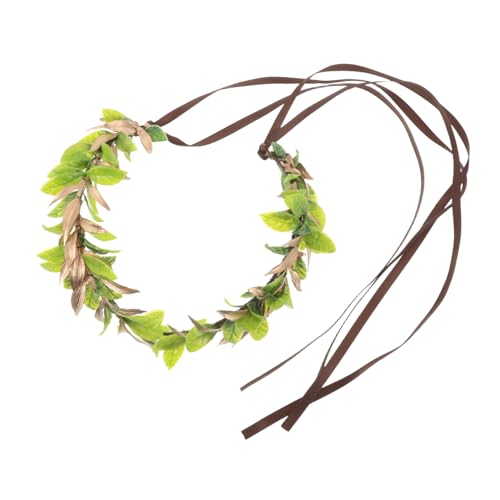 FRCOLOR Grünes Waldelfenkrone Stirnband Kranzkopfschmuck Mit Blumen Und Blättern Elfenkopfschmuck Für Cosplay Blumenkrone Für Halloween Und Fotoshootings von FRCOLOR