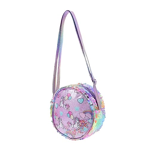 FRCOLOR Gürteltasche Kinder Süß Schöne Studentin Glitzer-Pailletten-geldbörse Einhorn-Pailletten-geldbörse Rosa Rosa Lila Weißes Einhorn Grüßer Blitz Partnersuche Dekorative Tasche Violett von FRCOLOR