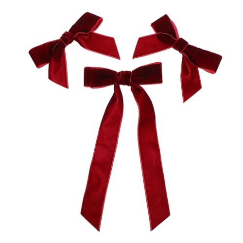 FRCOLOR 3 Stück Samt Haarspangen Mit Schleife Für Damen Und Mädchen Vielseitige Haarschmuck Clips Eleganter Haarknoten Clip Für Prinzessinnen Stil Für Verschiedene Frisuren Hochzeit von FRCOLOR