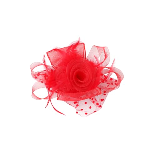 FRCOLOR Haarband Blume-form Schleier Kopfschmuck Für Damen Party Kreative Kopfbedeckung Aus Leichtem Material Rot von FRCOLOR