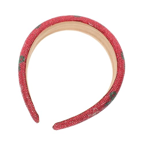 FRCOLOR Haarband Party Festliches Stirnband Damen Weihnachten Kopf Gepolstert Perlen Breites Haarband Urlaub Süßes Kostüm Weihnachten Bunt Für Funkelnde Strass Rot Juwelen Outfits von FRCOLOR