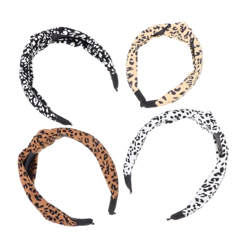 FRCOLOR 4stücke Leopard Druck Haarbänder Für Damen Stirnbänder Weiche Und Bequeme Haarschmuck Für Stilvolle Accessoires Und Hellgelb von FRCOLOR