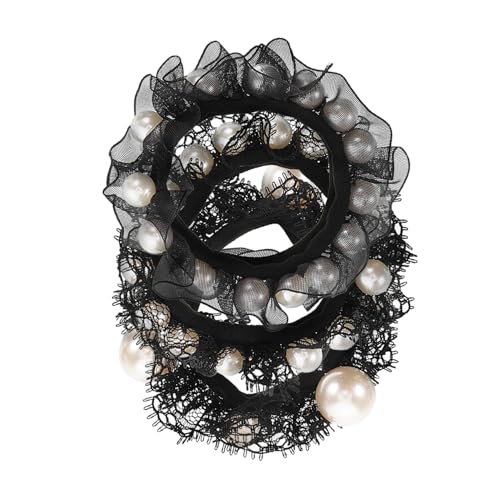 FRCOLOR 3stücke Haargummis Für Lockiges Haar Elastische Spitzen-haargummis Mit Perlen Haarbänder Haarschmuck Für Frauen Und Mädchen Haarseile von FRCOLOR