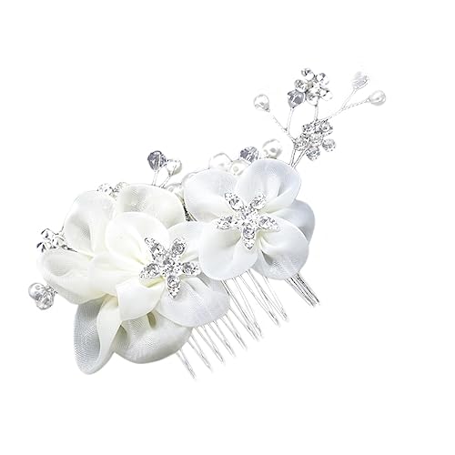 FRCOLOR Hochzeit Haarkamm Perlenkamm Haarbürste Für Frauen Floraler Haarkamm Haarkämme Für Frauen Strasskamm Europäischer Stil Weiß Braut Blumen Hochzeitskopfschmuck Für Die Braut von FRCOLOR