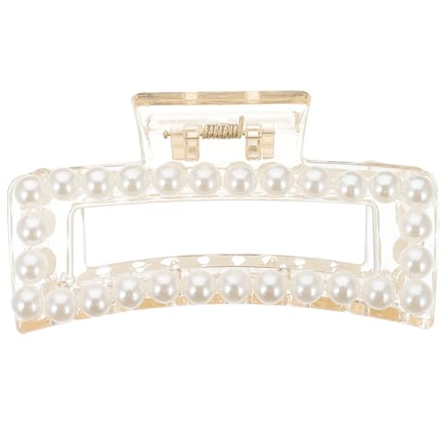 FRCOLOR Haarklammer Haarschmuck Klaue Haarspangen Krallenklemme Haare Binden Haarkralle Haarspange Schmuck Mädchen Haarspange Beige Perle von FRCOLOR