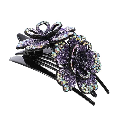 FRCOLOR Haarnadel Haarknoten Haarspange Blumenspange Mit Strass Haarspangen Mit Doppelblüte Haarknoten-clip Krallenklammern Französische Haarspange Groß Kamm Mädchen Unterer Clip Aus Harz von FRCOLOR