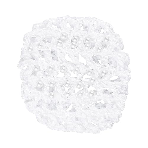 FRCOLOR Haarnetze Für Brötchen Perlen Tiara Brötchen Mesh-abdeckung Unsichtbare Haarnetze Mesh-brötchen-haarnetze Haarknotennetz Für Mädchen Frauen Elastisch Weiß Damen Haarring von FRCOLOR