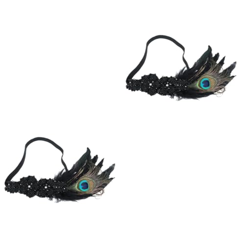 FRCOLOR Haarreif Federn 2 Stück Hochzeit Federkopfschmuck Haarbänder Hochzeit Haarschmuck Kopfschmuck Für Brautjungfer Hochzeit Haarband Hochzeit Haarreifen Hochzeit Haardekor Schwarz von FRCOLOR