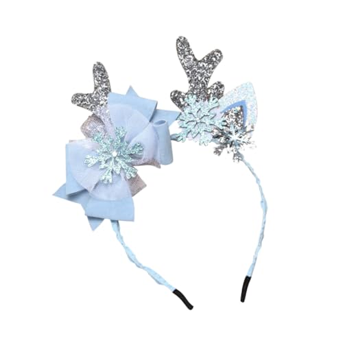 FRCOLOR Weihnachts-haarreifen Für Antler-design Und Schleife Festliche Kopfbedeckung Für Partys Und Fotoshootings Silber-blau Für Fröhliche Feiern von FRCOLOR