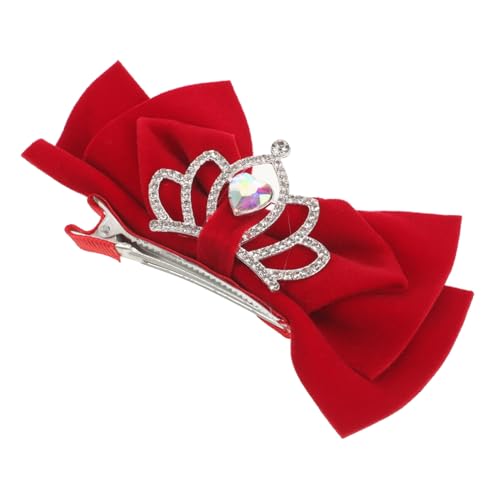 FRCOLOR Schleifenclips Für Mädchen Mit Strasskronen-verzierung Dekorative Haarspangen Aus Festem Veloursmaterial Entzückende Schleifen-form Haarschmuck Für Kleine Mädchen von FRCOLOR