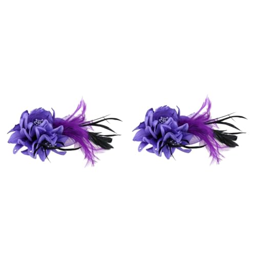 FRCOLOR Haarschmuck 2 Stk Brosche Rosenhaar Brosche Aus Kristall Rosen-haarschmuck Haarspangen Für Damen Retro-schal Blumenbroschen Für Damenbekleidung Lavalier Fräulein Violett Palast von FRCOLOR