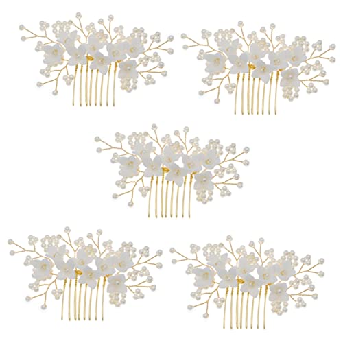 FRCOLOR 5st Brautkamm Floraler Haarkamm Haarschmuck Für Frauen Haaraccessoires Haarschmuck Für Damen Haarkamm Mit Brautblumen Braut Haarkamm Perle Hochzeit Fräulein von FRCOLOR