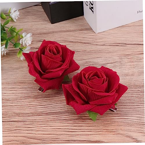 FRCOLOR Rot Haarschmuck Für Männer Hochzeits-Haarspange Rosa Haarspange Brautbrosche Anstecknadel Blumen-Haarnadel Mexikanischer Haarschmuck Rotes Abzeichen Rote Rose Blumen Revers von FRCOLOR