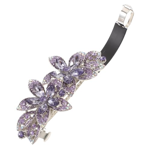 FRCOLOR Haarspangen Haarschmuck Kleine Haarspange Dekorative Haarspange Für Damen Haarklammer Blumen-strass-haarspange Haar Klammern Mädchen Fräulein Violett Strasssteine Pferdeschwanz von FRCOLOR