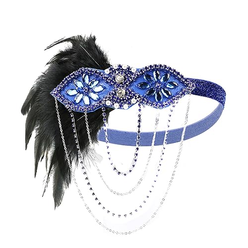 FRCOLOR Haarschmuck Für Damen Retro-kopfbedeckung Kostüm Gatsby Frauen Stirnband 1920er Jahre Karnevalsstirnband Aus Federn 1920er Schmuck Flapper Headpiece Quastenkette Fräulein Hochzeit von FRCOLOR