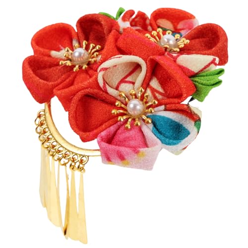 FRCOLOR Haarspange zur Hochzeit Accessoires für Damen Haarnadeln rote Folien Stirnband Tiara Blumen-Haarspangen Haarpflegezubehör die Blumen Haarschmuck Asien Kopfbedeckung Braut schmücken von FRCOLOR