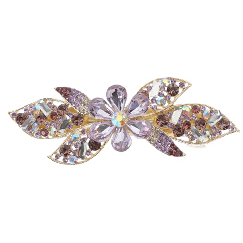 FRCOLOR Haarspange Mit Strass Clips Für Dickes Haar Make-up-haarspangen Keine Falte Haarschmuck Für Damen Haarschmuck Für Teenager Haarknotenhalter Metall Fräulein Groß Hinterkopf Violett von FRCOLOR