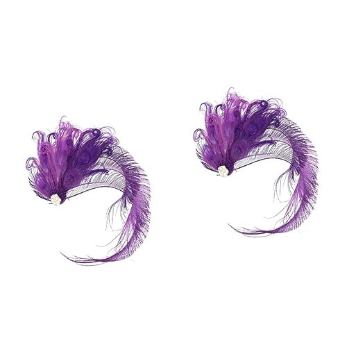 FRCOLOR Haarspangen 2st Hochzeitshaarspangen Für Bräute Flapper-kopfstück Hochzeit Haarnadeln Feder Haarnadeln Braut Steckbrett Boutique Violett Tiara von FRCOLOR