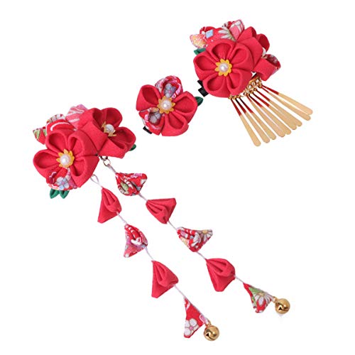 FRCOLOR 3st Japanisch Blumenhaarnadeln Für Frauen Kimono- Haarspins. Quaste Haarspange Quastenkopfschmuck Für Mädchen Retro-haarspange Kimono-haarspange Dreiteiliger Anzug Strand Braut von FRCOLOR