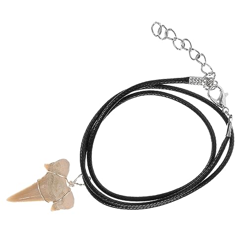 FRCOLOR Haifischzahn Anhänger Halskette für Damen und Herren Handgefertigter Meeresfossil Schmuck mit Lederseil Einzigartiges Design Einfach zu Pflegen und Sicher der Anwendung Exklusive von FRCOLOR